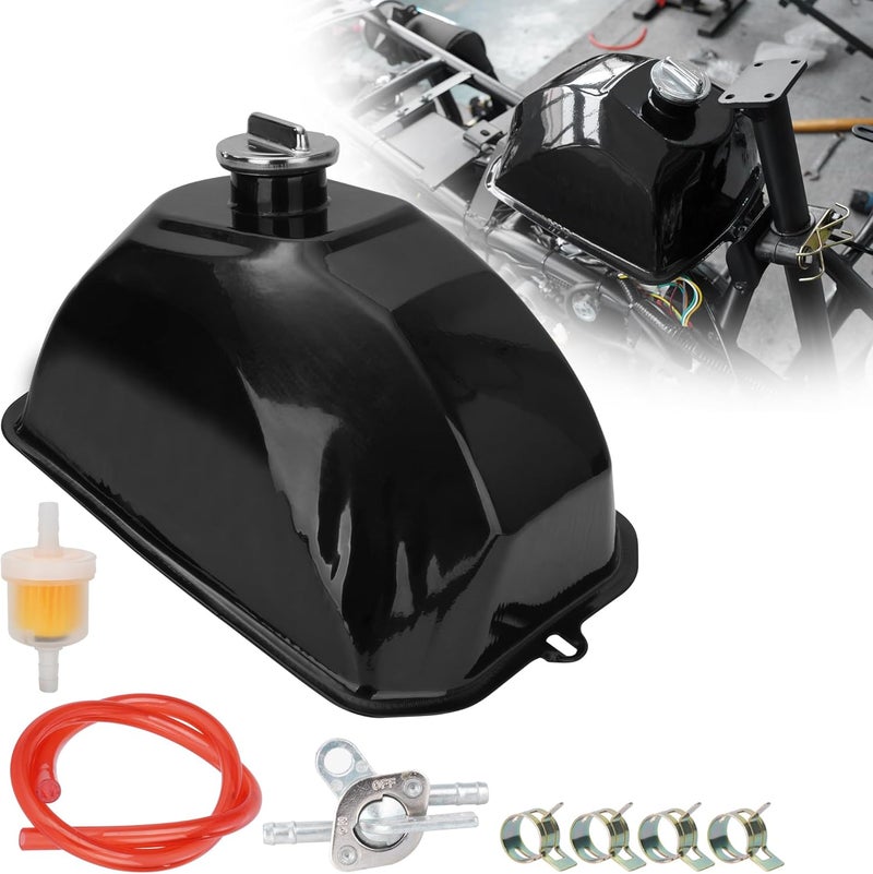 RUTU Metal Gas Tank ATV Fuel Tank Petrol Tank with Cap for 110cc 125cc 150cc 200cc 250cc ATV Quad 4 Wheeler Taotao ATA Bull Rhino - Image 1